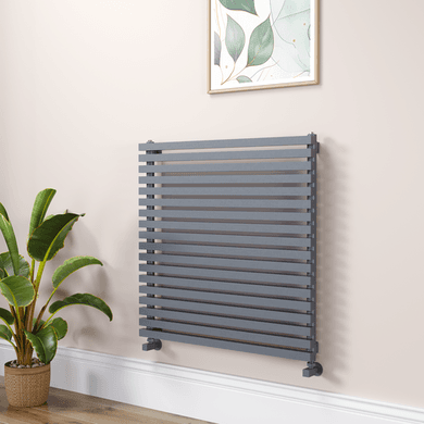 Ravello Linea Dark Grey Anthracite Square Designer Radiator 810x800mm Single Panel 3150 BTU - Horizontal Bars
