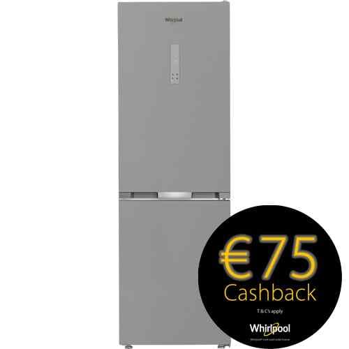 WHIRLPOOL            210/106LITRE 187X60CM NO FROST FRIDGE FREEZER - INOX
