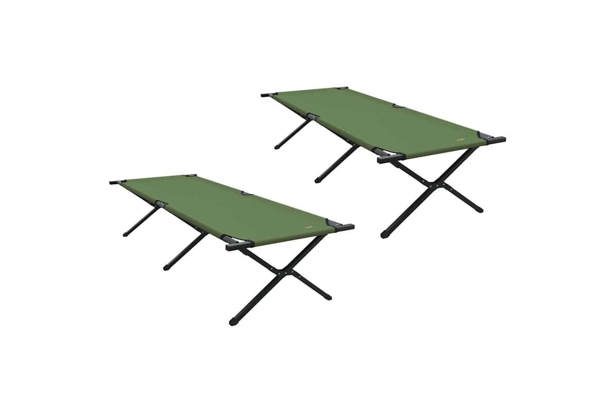 Vidaxl Folding Camping Bed 2 Pcs Green 210 X 80 X 46 Cm Oxford Fabric