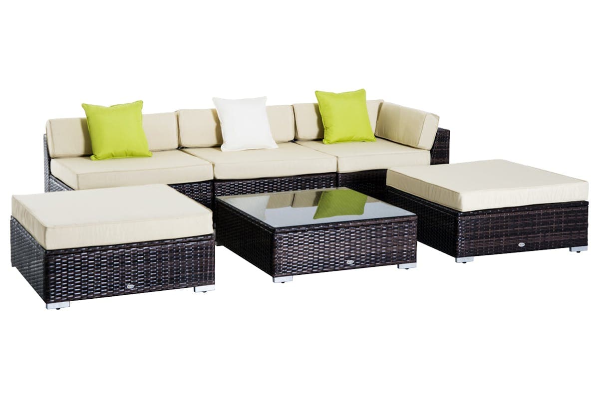 Outsunny Rattan Sofa Set | Brown/Beige