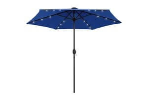 Vidaxl 47359 Parasol With Led Lights And Aluminium Pole 270 Cm Azure Blue