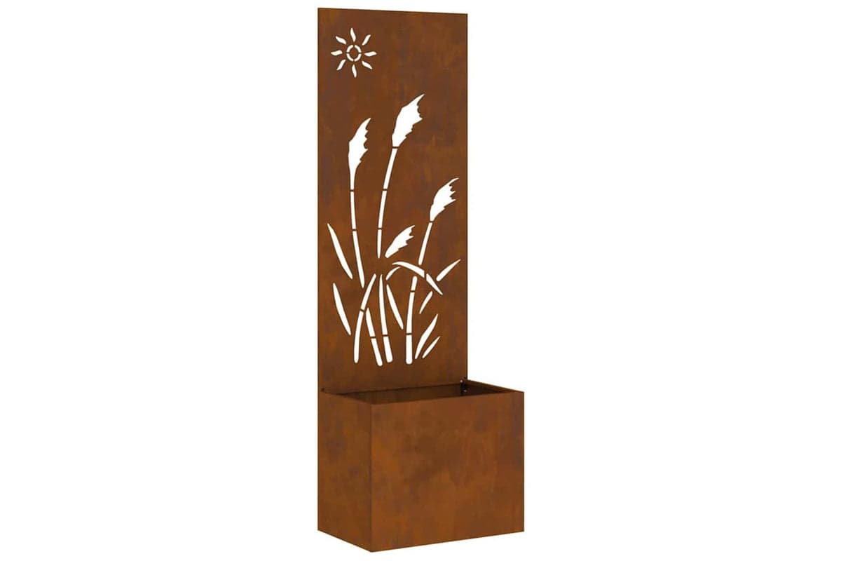 Garden Planter With Decorative Panel Rusty 50 X 140 Cm