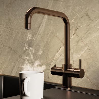 Brushed Bronze 3 in 1 Instant Boiling Hot Kitchen Mixer Square Tap with 3L Boiler - Pronto Vesta