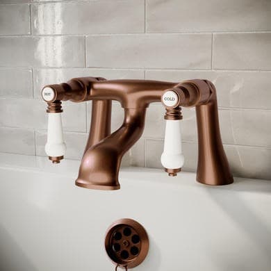 Brushed Bronze Traditional Bath Filler - Helston