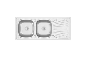 Vidaxl 147238 Kitchen Sink With Double Sinks Silver 1200x500x155 Mm Stainless Steel