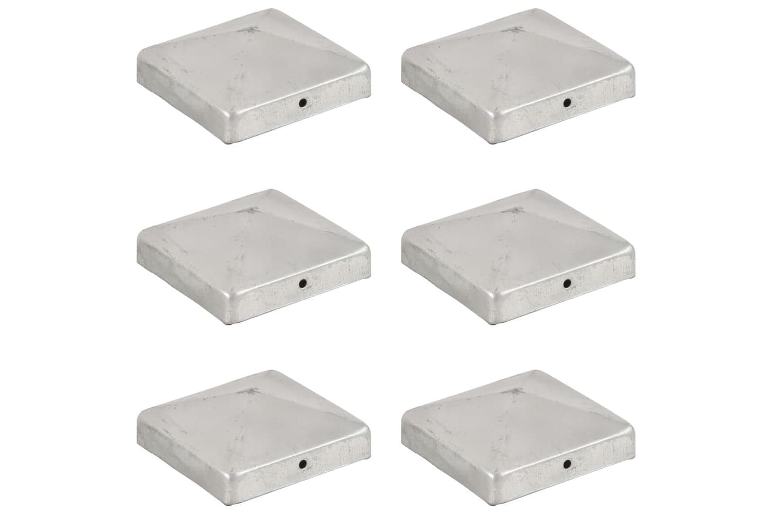 vidaXL 145491 Pyramid Fence Post Caps 6 Pcs Galvanised Metal 91x91mm