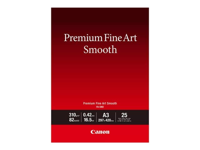 CANON - Premium Fine Art FA-SM2 - Smooth - 16.5 mil - A3 (297 x 420 mm) - 310 g/m² - 82 lbs - 25 sheet(s) photo paper - for imagePROGRAF PRO-1000, PRO-300, PIXMA PRO-10S