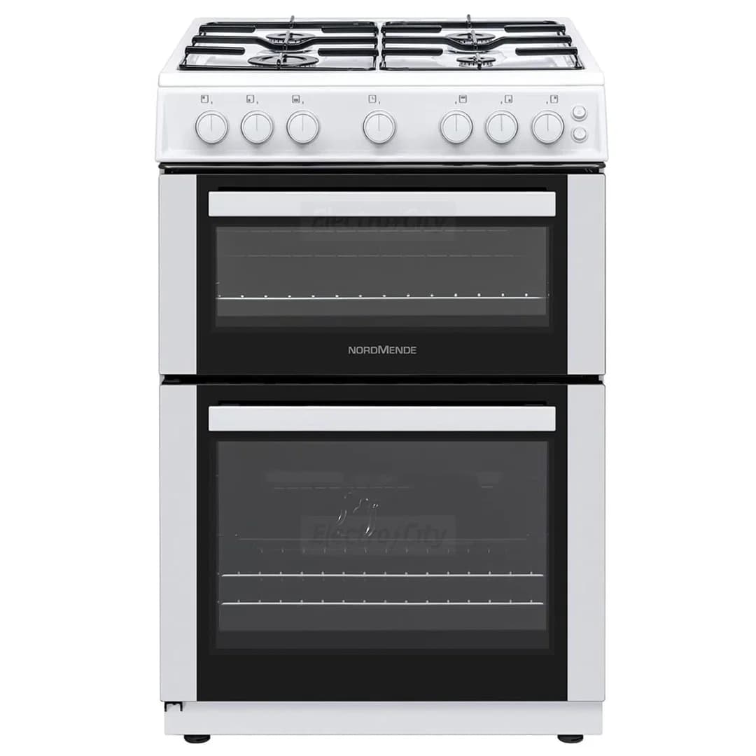 NordMende 60cm Freestanding Double Oven Gas Cooker | White