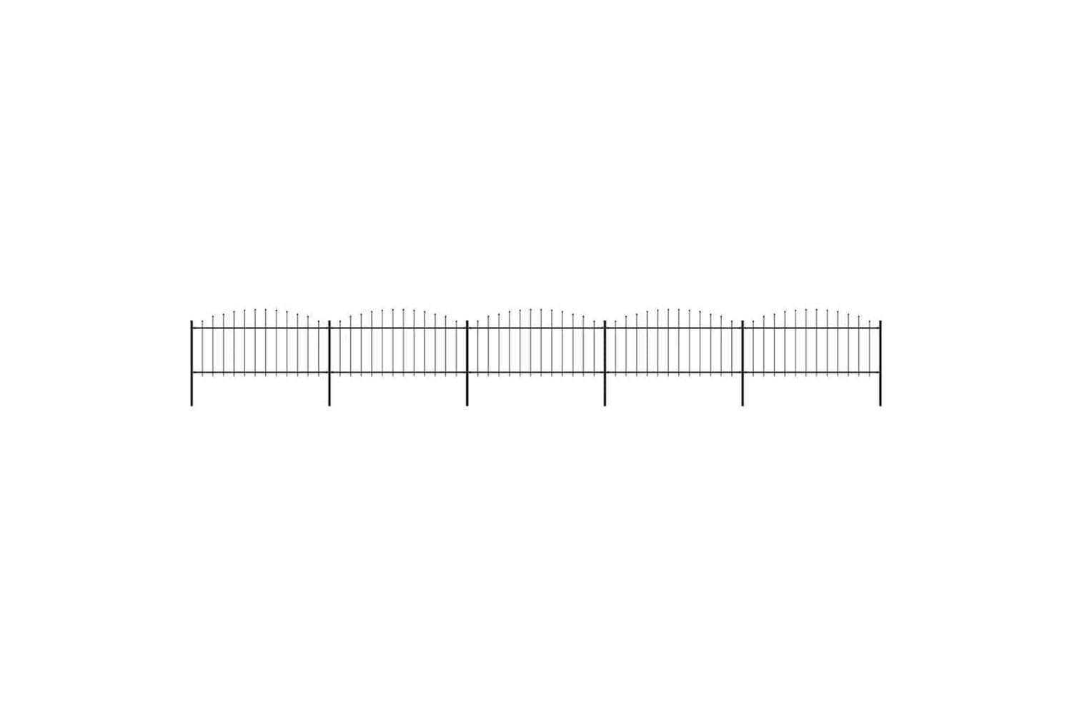 Vidaxl 277707 Garden Fence With Spear Top Steel (0.5-0.75)x8.5 M Black
