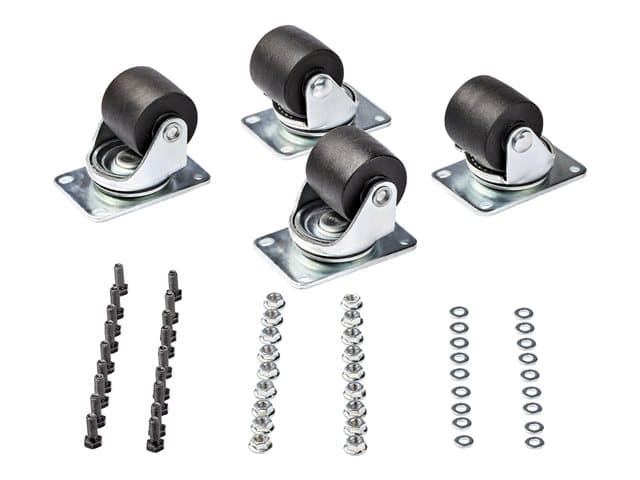 Startech Heavy Duty Casters for Server Racks/Cabinets, Set of 4 Universal M6 2-inch Swivel Caster Kit, 45x75mm Pattern, Replacement Caster Wheels for