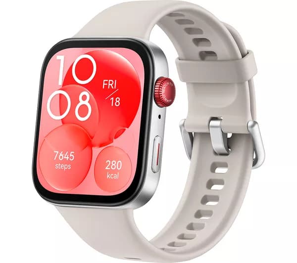 HUAWEI Watch Fit 3 - Silver with White Fluoroelastomer Strap