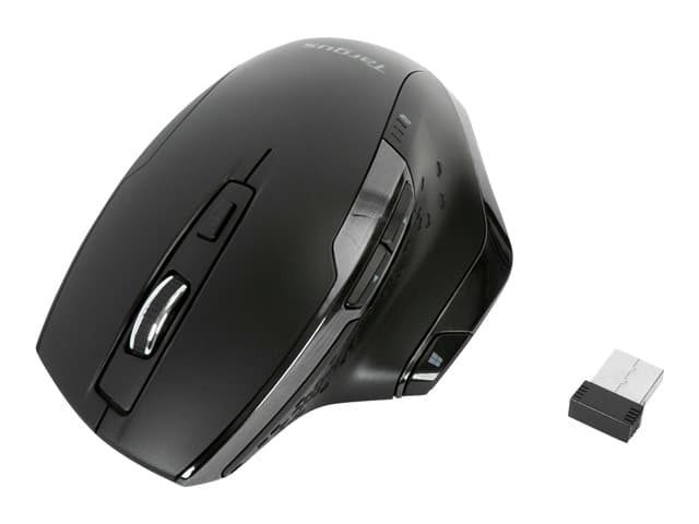 TARGUS - Mouse - ergonomic - antimicrobial - right-handed - 7 buttons - wireless - 2.4 GHz - USB wireless receiver - black
