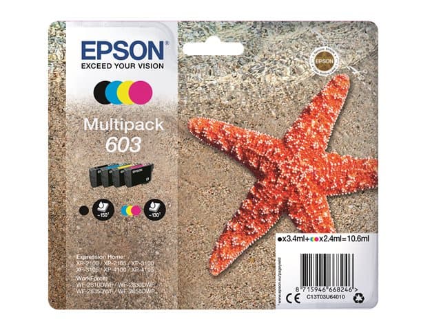 EPSON - 603 Multipack - 4-pack - black, yellow, cyan, magenta - original - ink cartridge