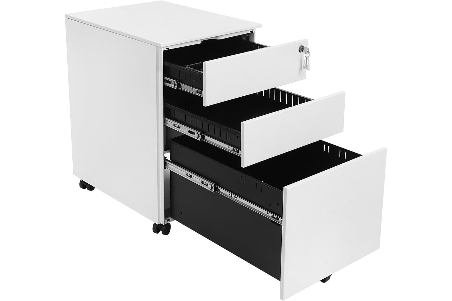 Songmics Steel Mobile File Cabinet with Lock | White