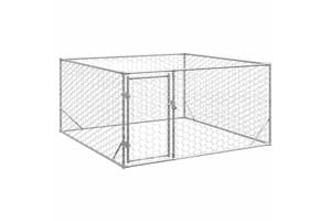 vidaXL Outdoor Dog Kennel With Door Galvanised Steel