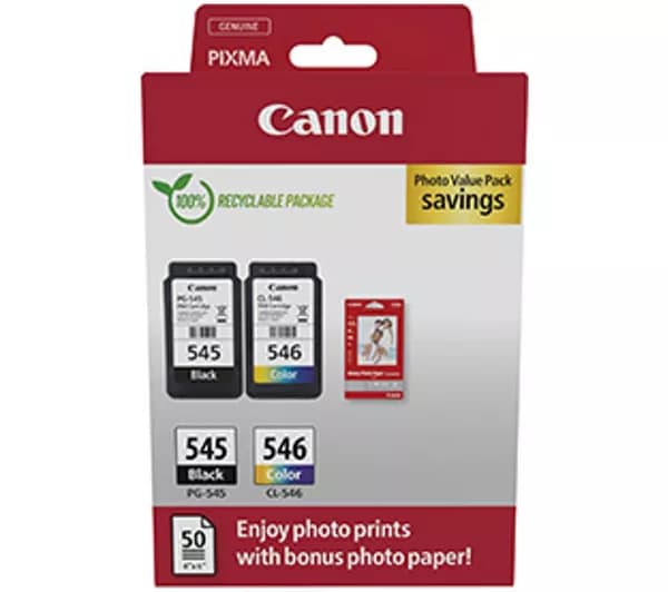CANON PG-545XL/CL-546 Tri-colour & Black Ink Cartridges - Multipack