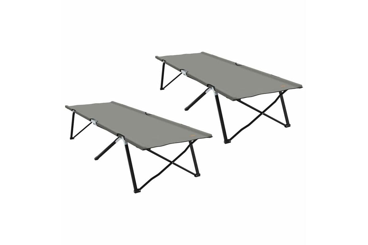 Vidaxl Folding Camping Bed Folding Manual 2 Pcs Grey 206 X 76 X 74 Cm