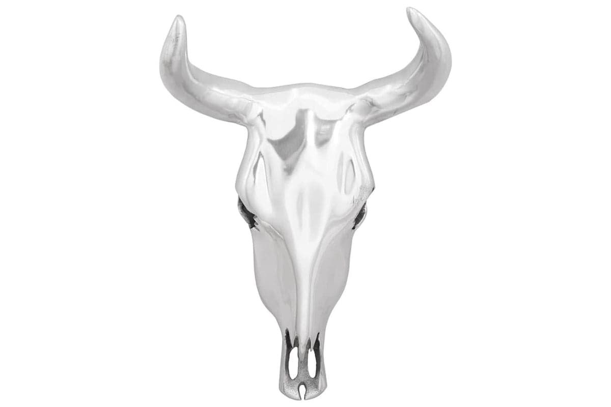 Aluminium Bull Skull | Silver | 34 x 13 x 53 cm