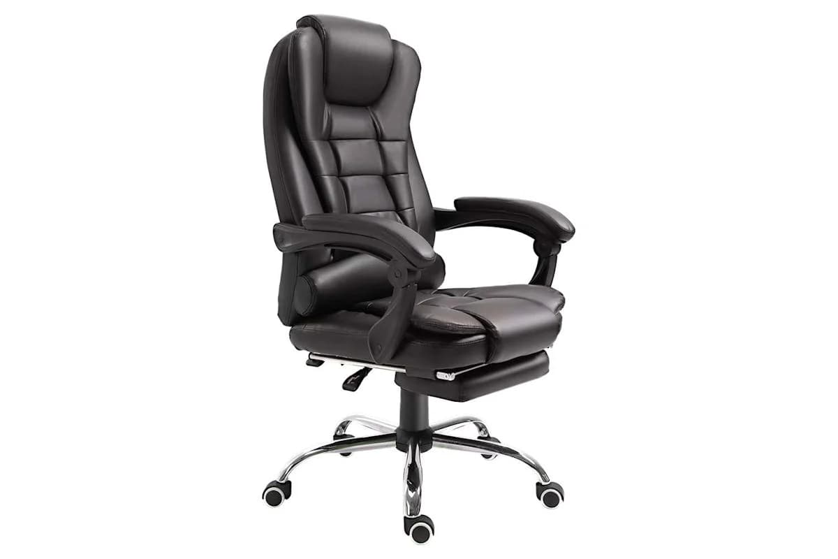 Homcom Executive Office Chair with Retractable Footrest | Brown