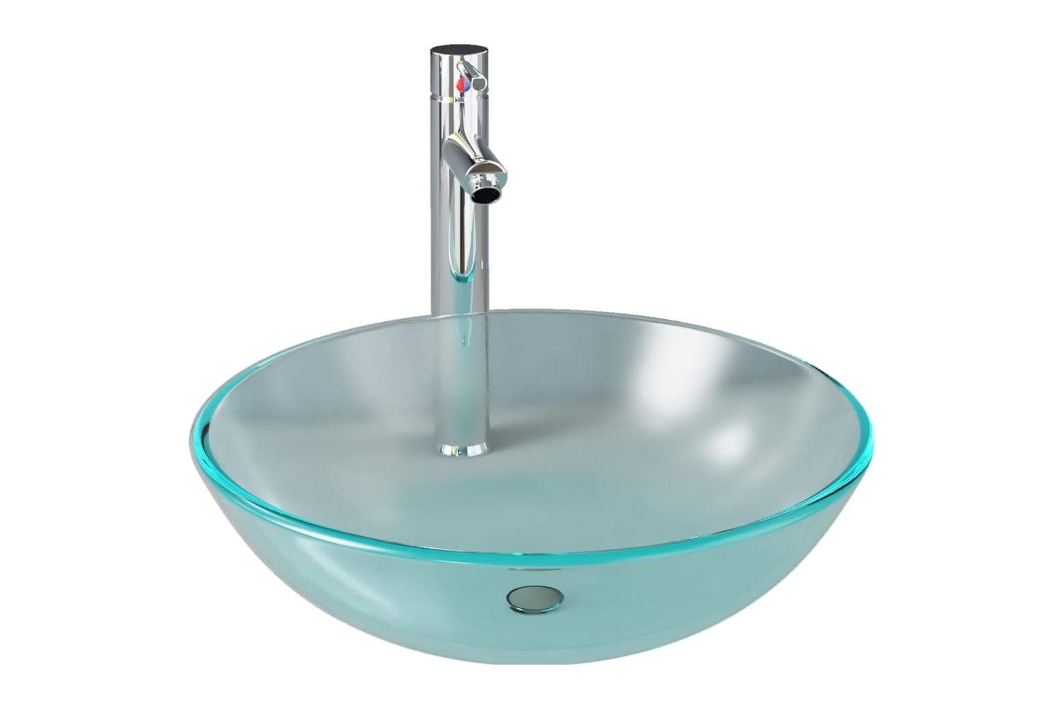 Vidaxl 3098448 Bathroom Sink With Tap And Push Drain Frosted Tempered Glass