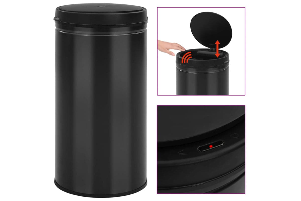 Vidaxl 322701 Automatic Sensor Dustbin 60 L Carbon Steel Black