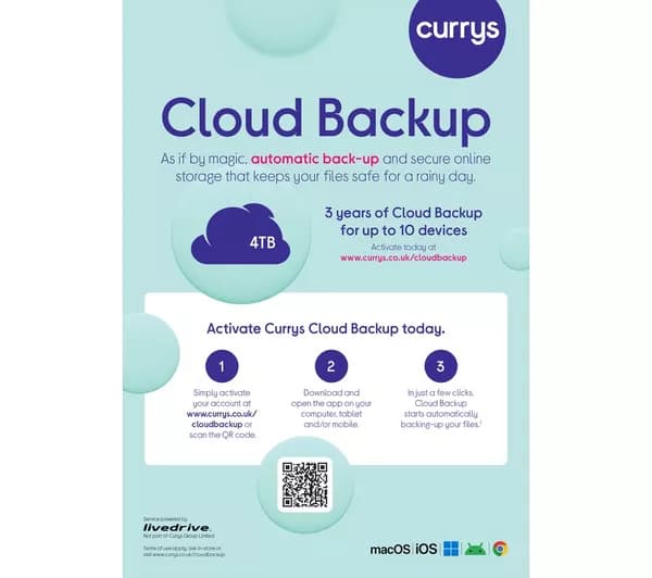 CURRYS' Cloud Backup - 4 TB, 3 years