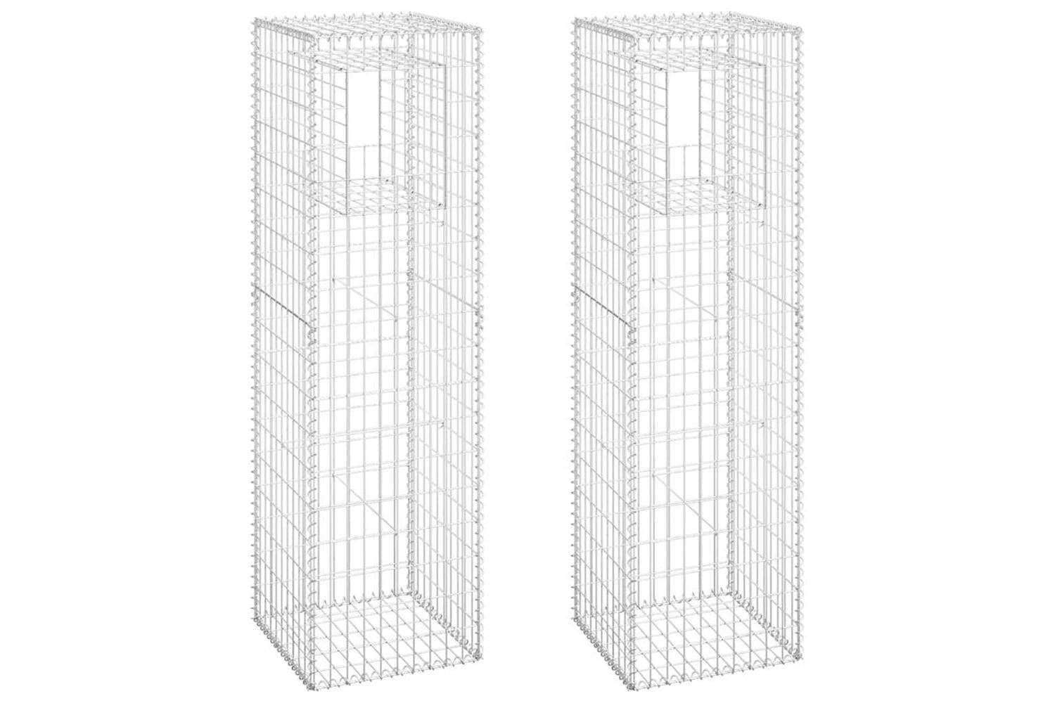 vidaXL 151273 Gabion Basket Posts 2 Pcs 50x50x180cm Iron