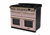 Rangemaster Estel Deluxe 110cm Dual Fuel Range Cooker - Pale Pink with Brass Trim | ESDLB110DFPPPK/AB1