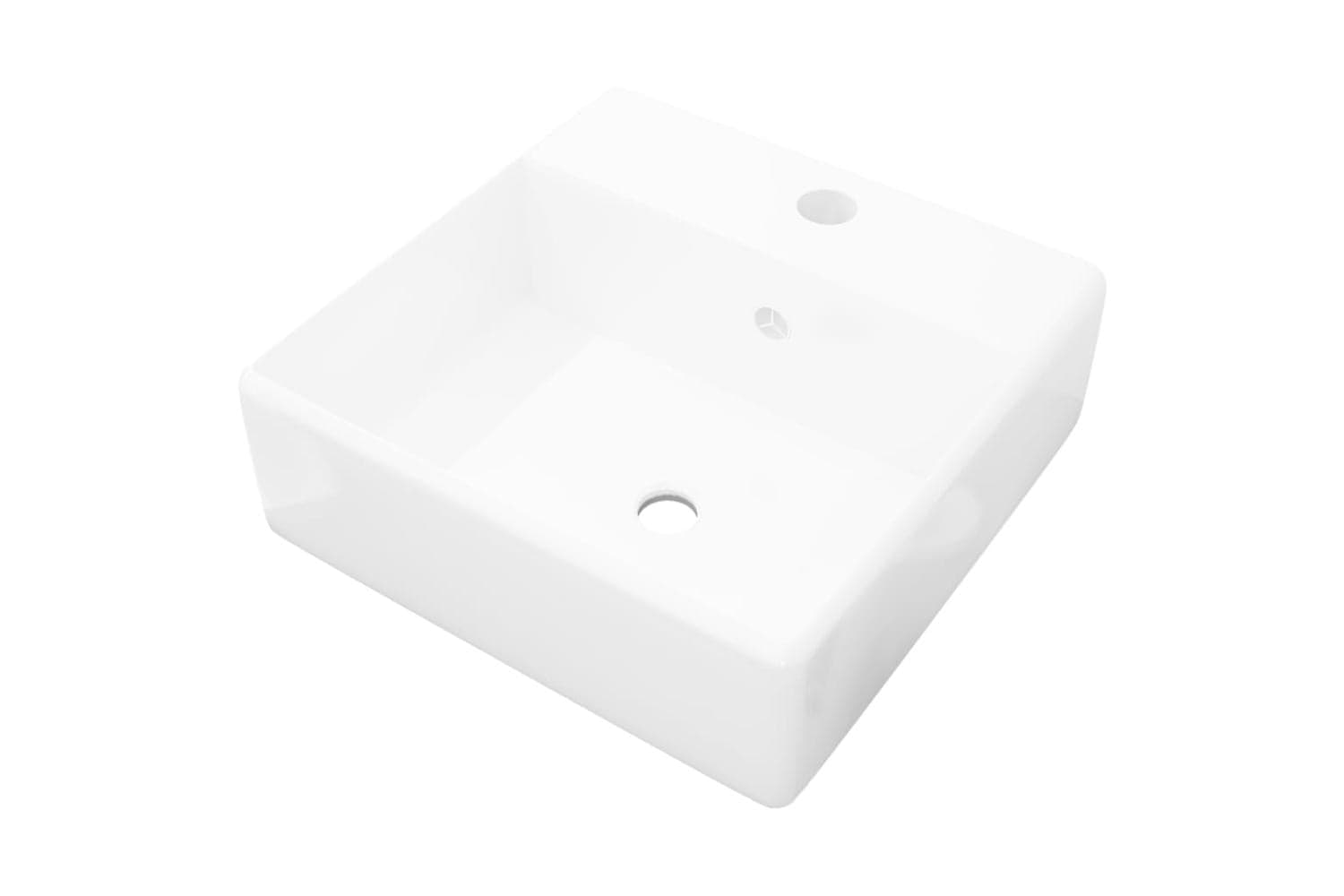 vidaXL 140684 Ceramic Basin Square With Overflow And Faucet Hole 41 X 41cm