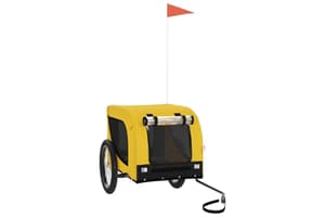Vidaxl 94008 Pet Bike Trailer Yellow And Black Oxford Fabric And Iron