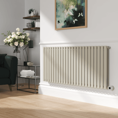 Linen Horizontal Smart Electric Radiator with Wi-Fi Thermostat - 2000W - H600xW1410mm - Bathroom Safe