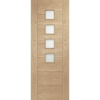 Internal Oak Door with Frosted Glass - Pre-Finished - 2040 x 726 x 40mm - Palermo Essential - XL Joinery