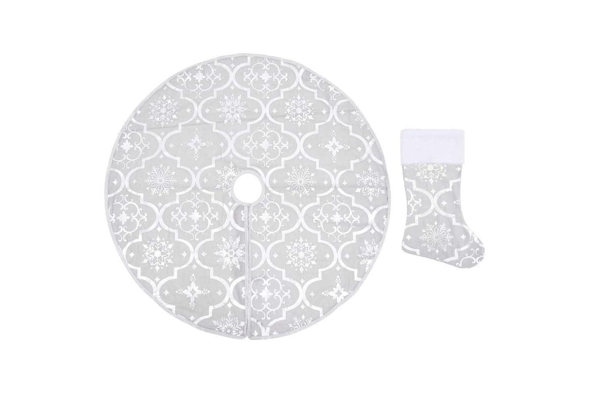 Vidaxl Luxury Christmas Tree Skirt With Sock White 90 Cm Fabric