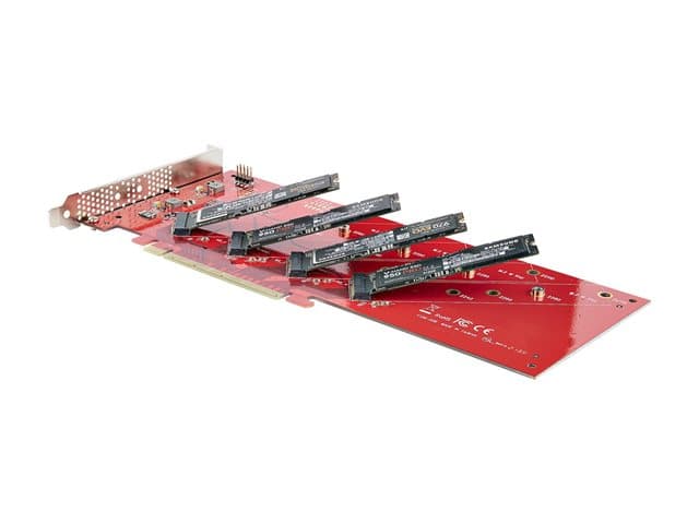 Startech Quad M.2 PCIe Adapter Card, x16 Quad NVMe or AHCI M.2 SSD to PCI Express 4.0, Up to 7.8GBps/Drive, For 2242/2260/2280/22110mm PCIe M-Key M2 S