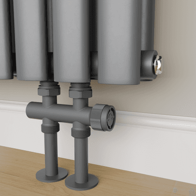 Elego Anthracite Gray Modern Manual H Block Radiator Valves