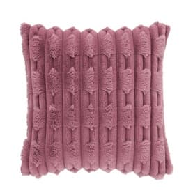 Carved Faux Fur Cushion Pink