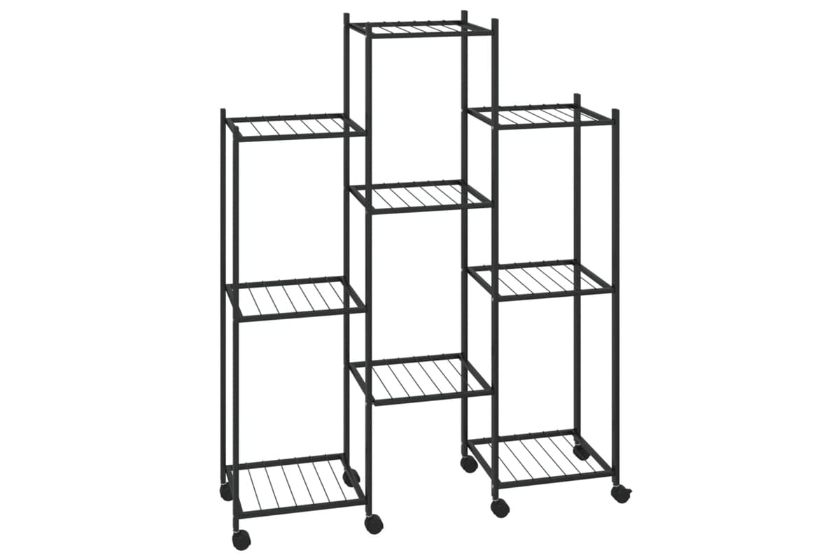 vidaXL 343124 Flower Stand With Wheels 83x25x103.5cm Black Iron