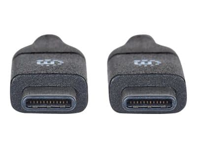 MANHATTAN - USB-C to USB-C Cable, 50cm, Male to Male, Black, 10 Gbps (USB 3.2 Gen2 aka USB 3.1), 3A (fast charging), SuperSpeed+ USB, Lifetime Warranty, Polybag - USB-C cable - USB-C to USB-C - 50 cm