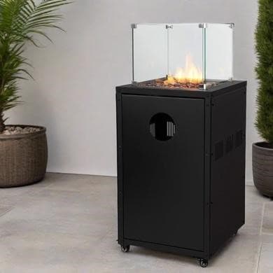 Refurbished electriQ Glass Flame Patio Heater With Glass Stones