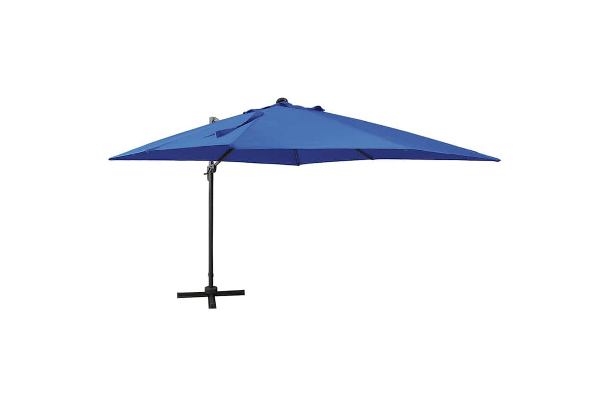 Vidaxl Cantilever Umbrella With Pole And Led Lights Azure Blue 300 Cm