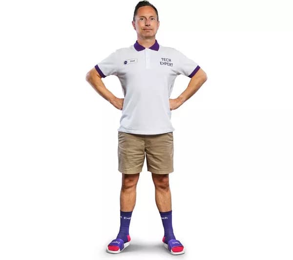 CURRYS Dad Tech Support Polo Shirt - White & Purple, Medium