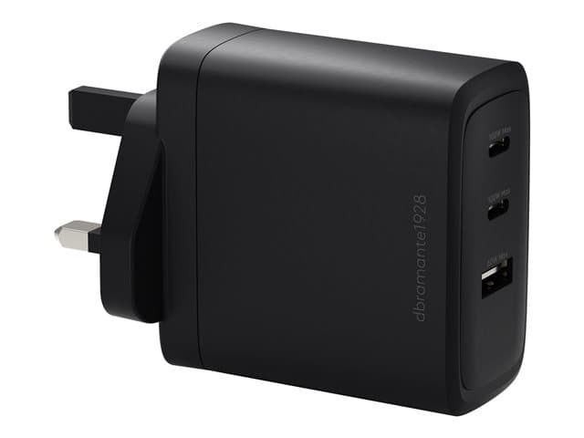 dbramante1928 - re-charge IT - Power adapter - 100 watt - 3 output connectors (2 x USB-C, USB) - black - United Kingdom