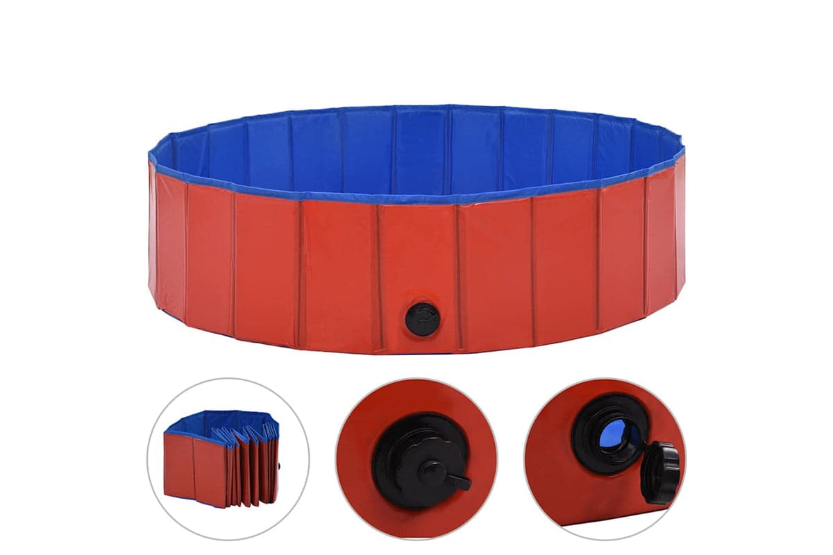 vidaXL 170823 Foldable Dog Swimming Pool Red 120x30cm Pvc