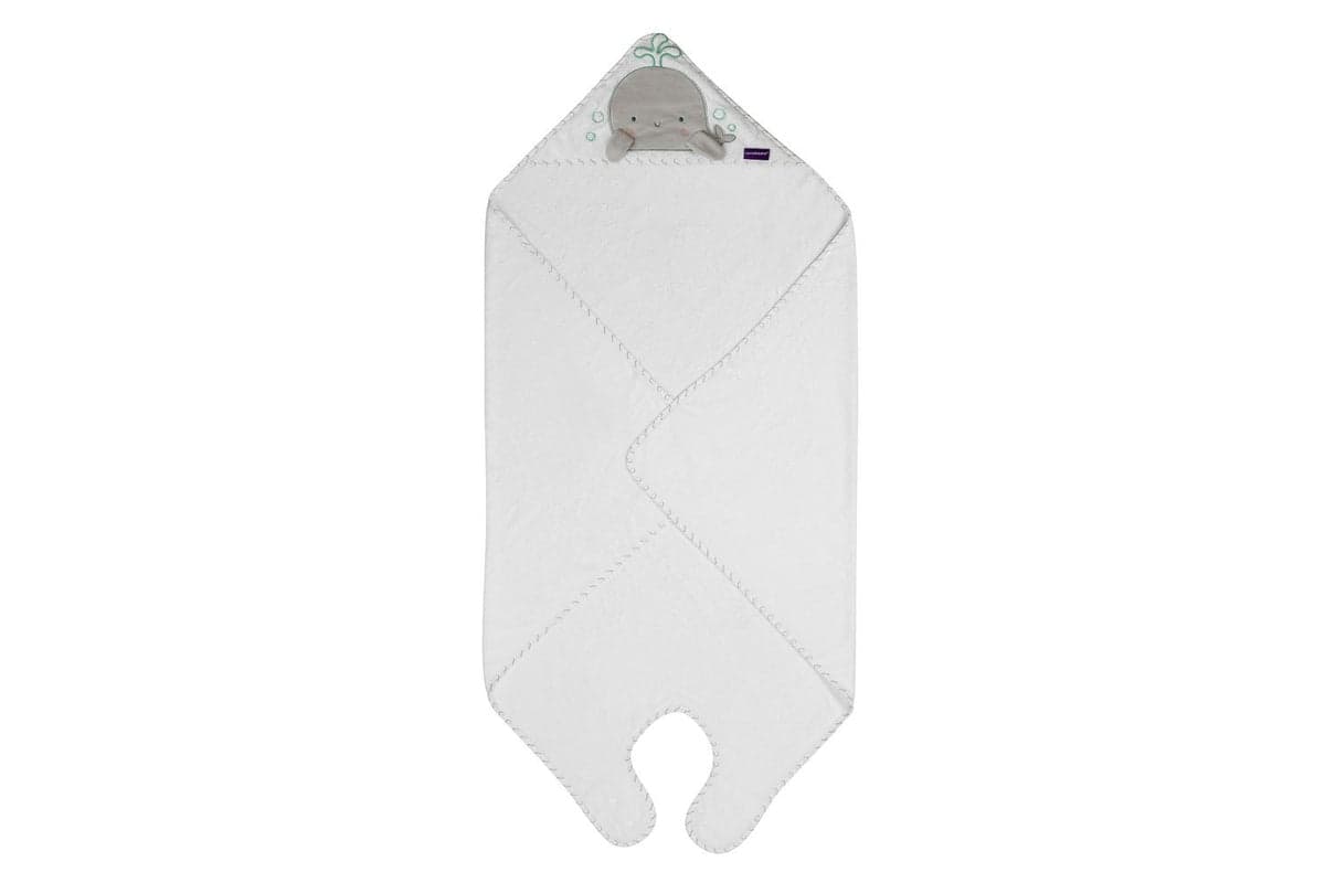 Bamboo Extra Large Apron Baby Bath Towel - White Grey -vat At Zero Rate