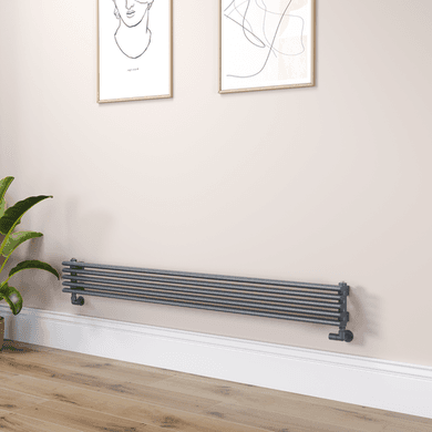 Ventura Linea Dark Grey Anthracite Oval Unique Designer Radiator 175x1600mm Single Panel 1553 BTU - Horizontal Bars