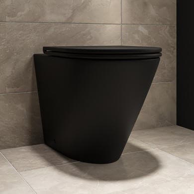 ONLY OPENED - Matt Black Back to Wall Rimless Toilet with Soft Close Seat - Newport