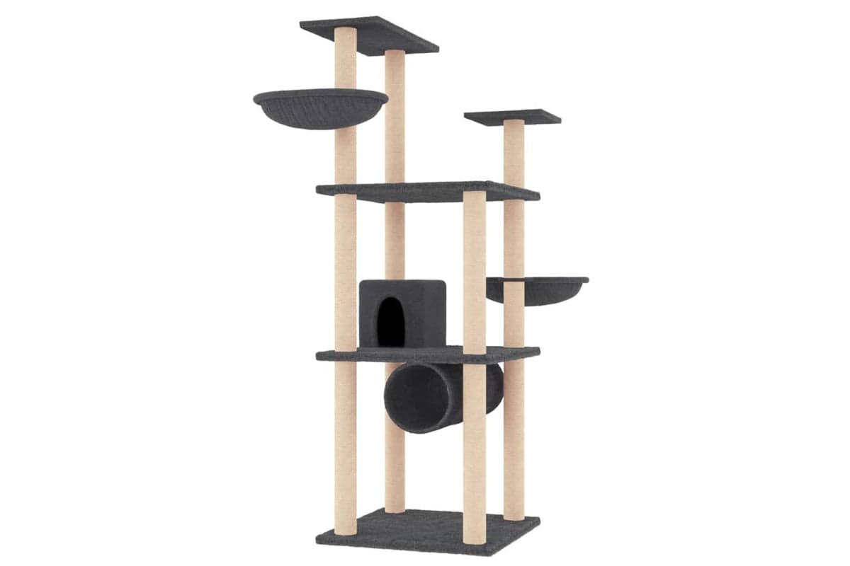 Vidaxl Cat Tree With Sisal Scratching Posts Dark Grey 141 Cm