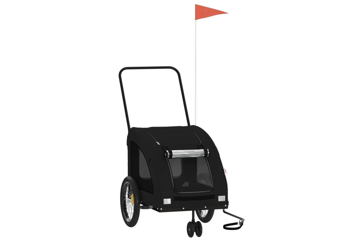 Vidaxl Pet Bike Trailer Black Oxford Fabric And Iron