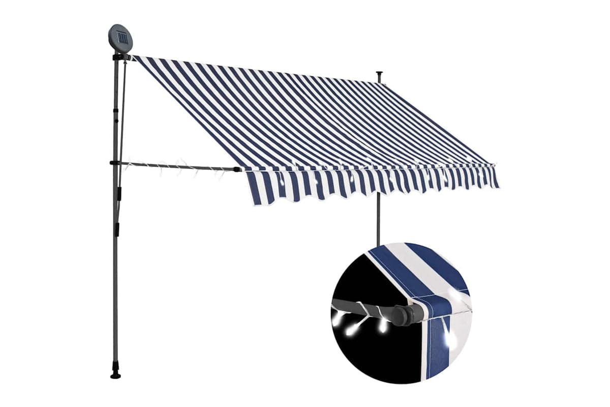 vidaXL 145845 Manual Retractable Awning With Led 300cm Blue And White
