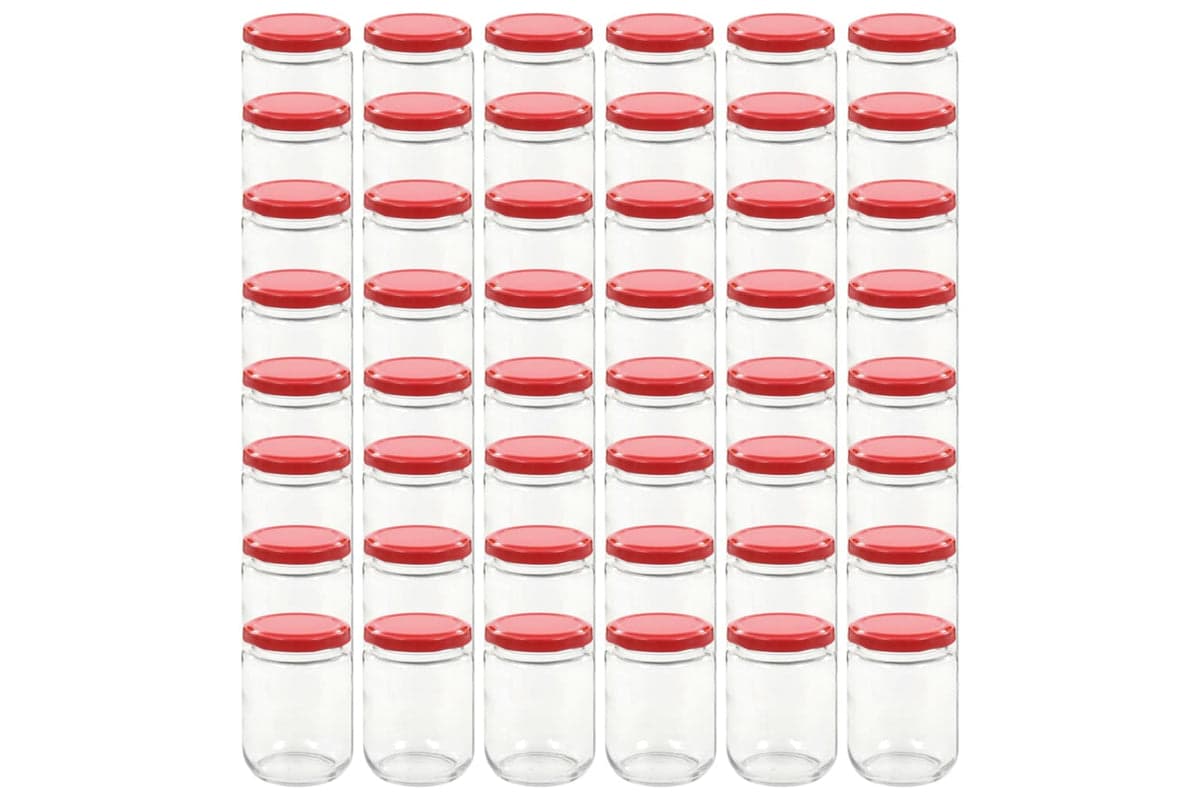 Vidaxl 50800 Glass Jam Jars With Red Lid 48 Pcs 230 Ml
